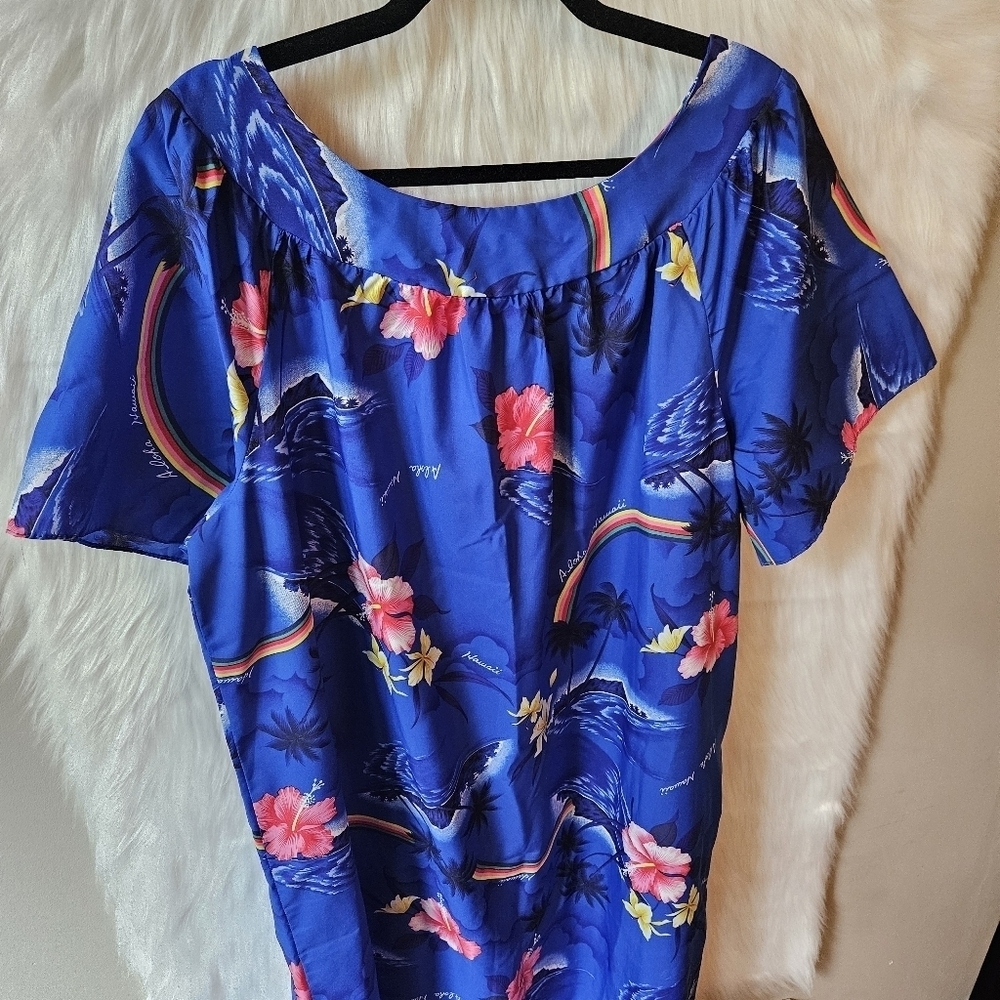 Aikane Authentic Hawaiian Floral Maxi Dress Mumu - Picture 5 of 10